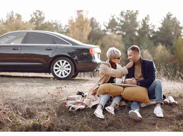 Beautiful couple sitting