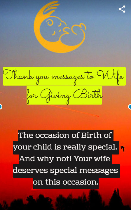 Thank you message to Wife for giving Birth