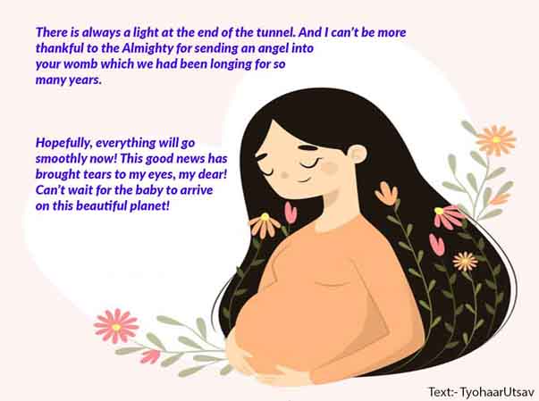 Sentimental Pregnancy wishes to Sister Image and Text