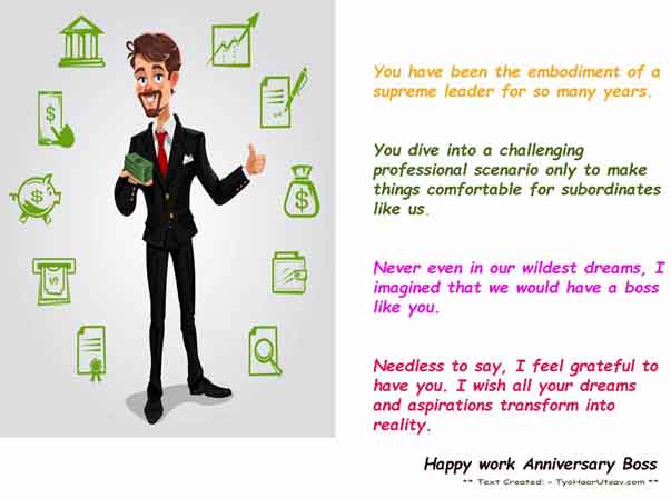 Heartfelt Boss work Anniversary Wishes | Funny Messages ...