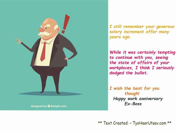 Heartfelt Boss work Anniversary Wishes | Funny Messages | For both Genders