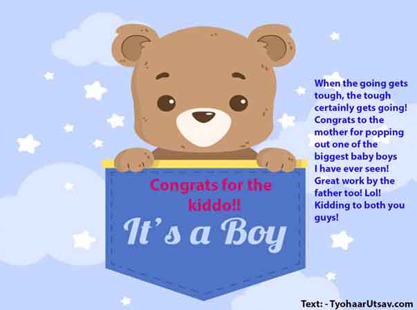 Image of Funny Text of Baby boy wishes to their parents