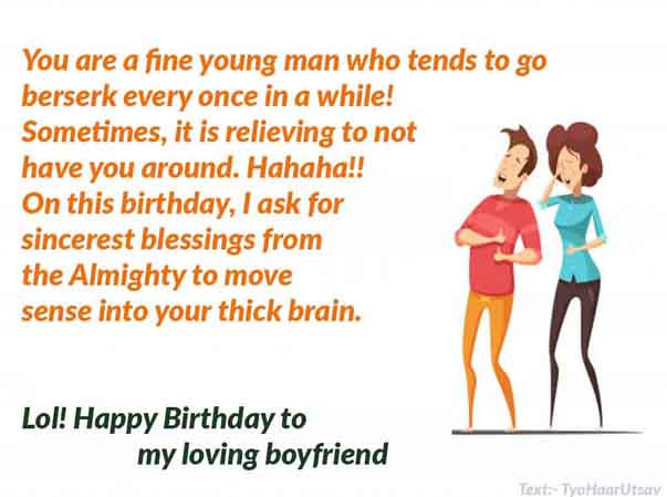 Funny Happy birthday message to boyfriend who is miles away Both Image and Text